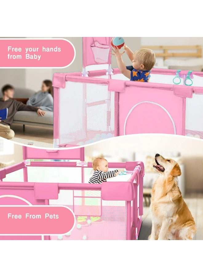 Large Rectangular Baby Playpen with Soccer Goal & Basketball Hoop - 3-in-1 Indoor Safety Activity Centre & Fence (180x120x60cm) - Without balls - Image 3